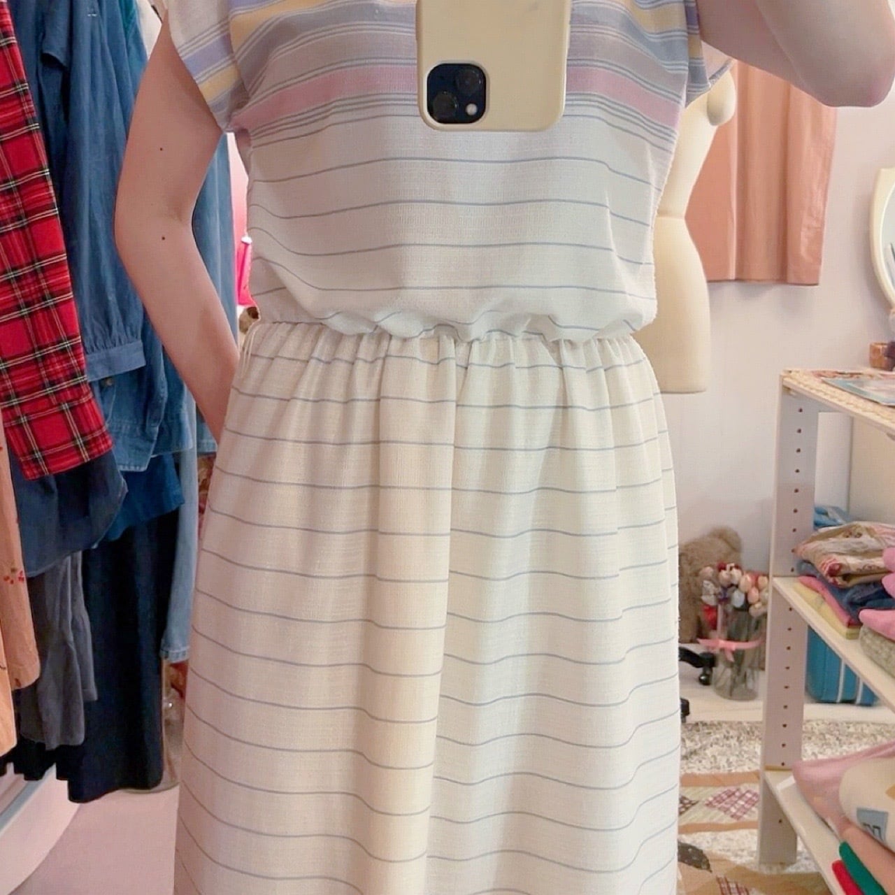 sherbet border french sleeve one-piece
