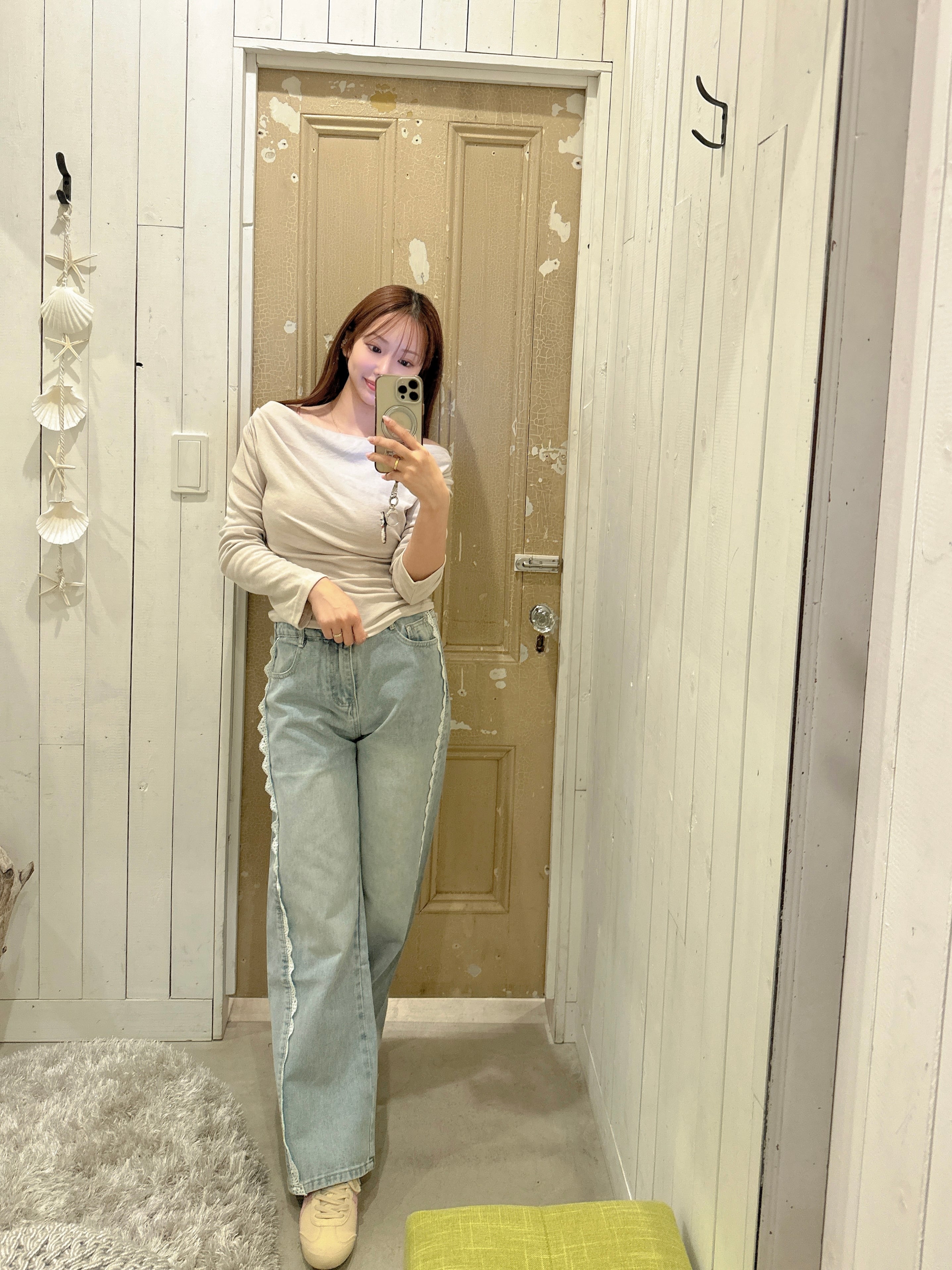 人気【LIFE is】レースデニム ¥8,800+tax