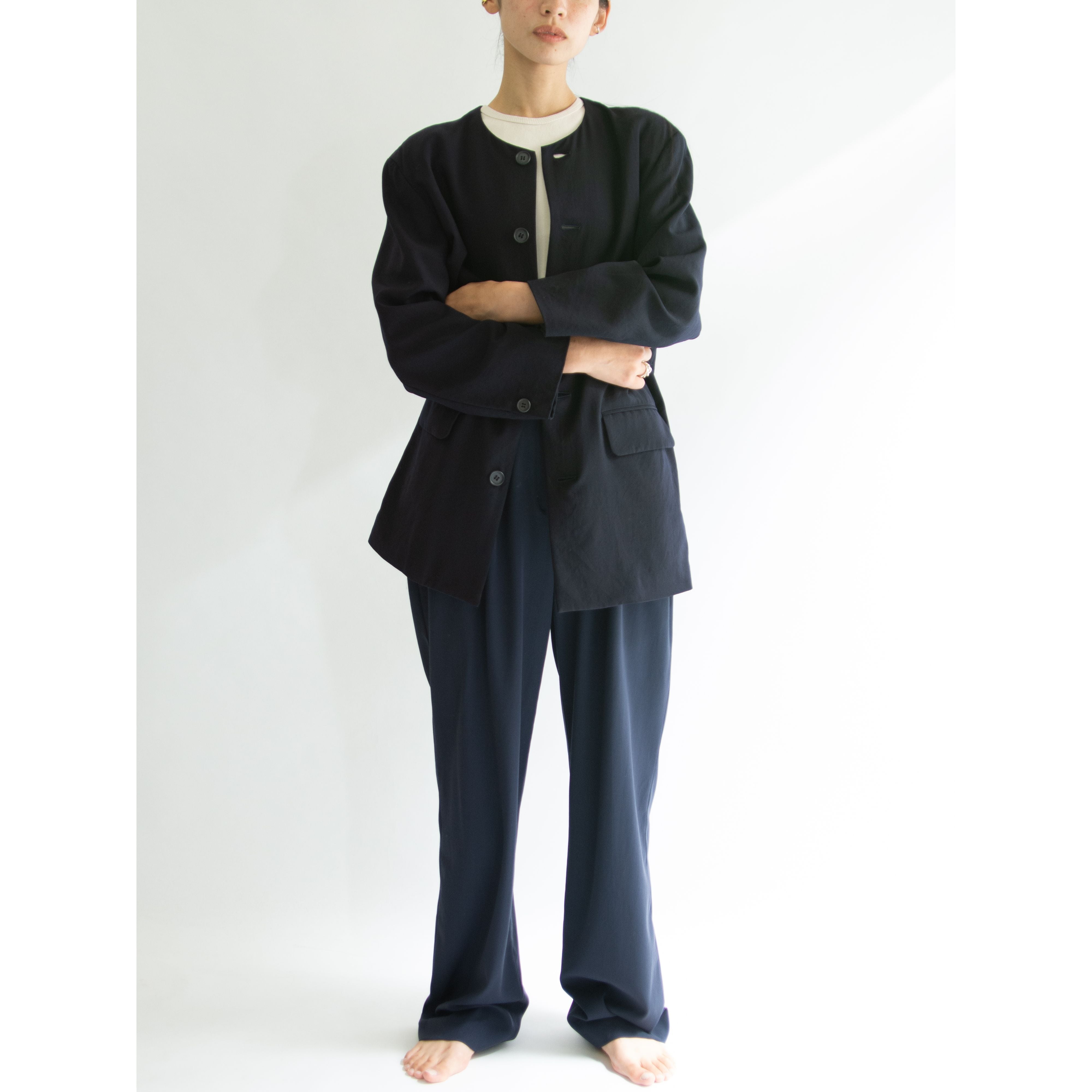 WORK SHOP Yohji Yamamoto】Made in Japan 100% Wool Collarless ...