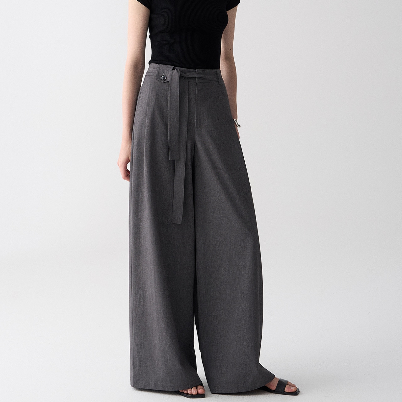 Wide Leg Belted Pants T3704