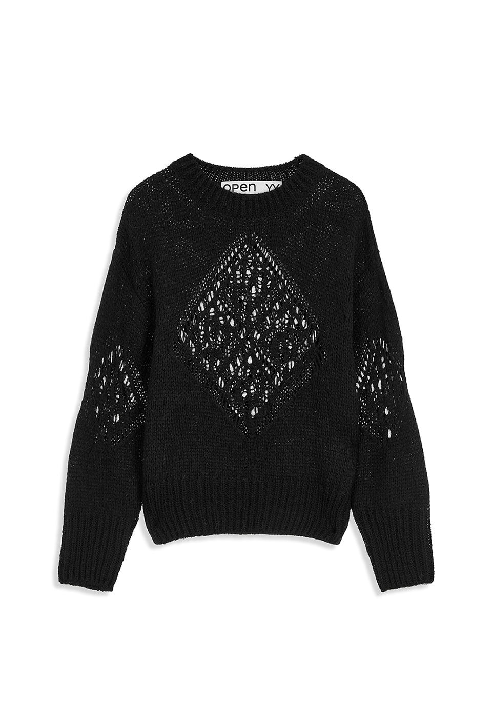 OPEN YYのブラック Ribbon リブ 長袖トップスがセール中 OPEN YY