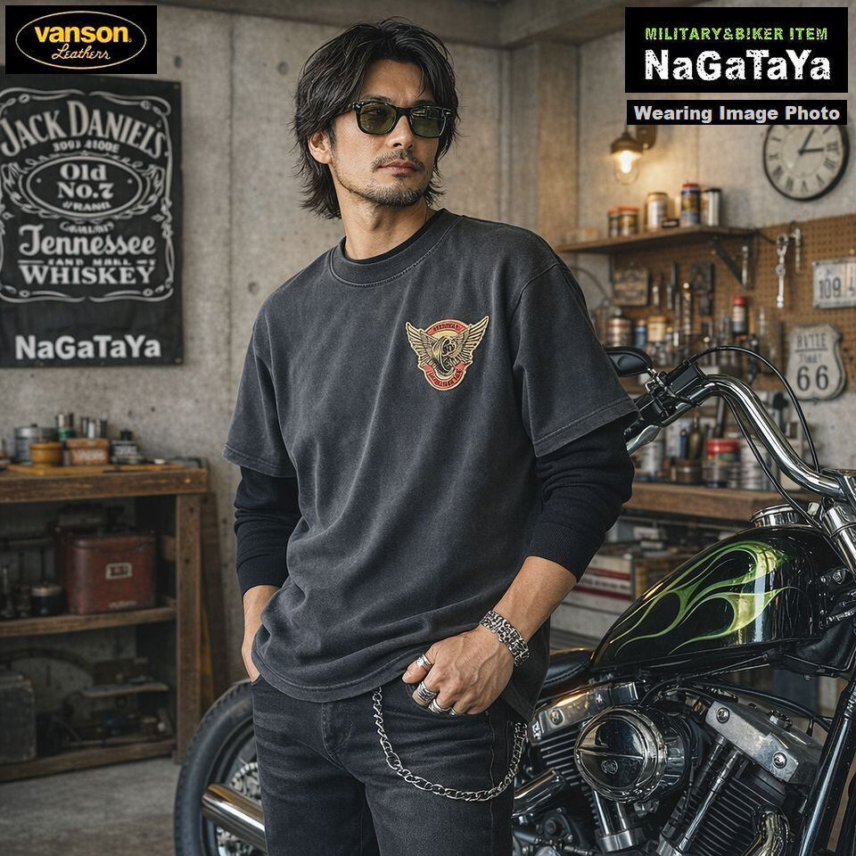VANSON バンソン ヴィンテージライン フライングホイール 半袖Tシャツ
