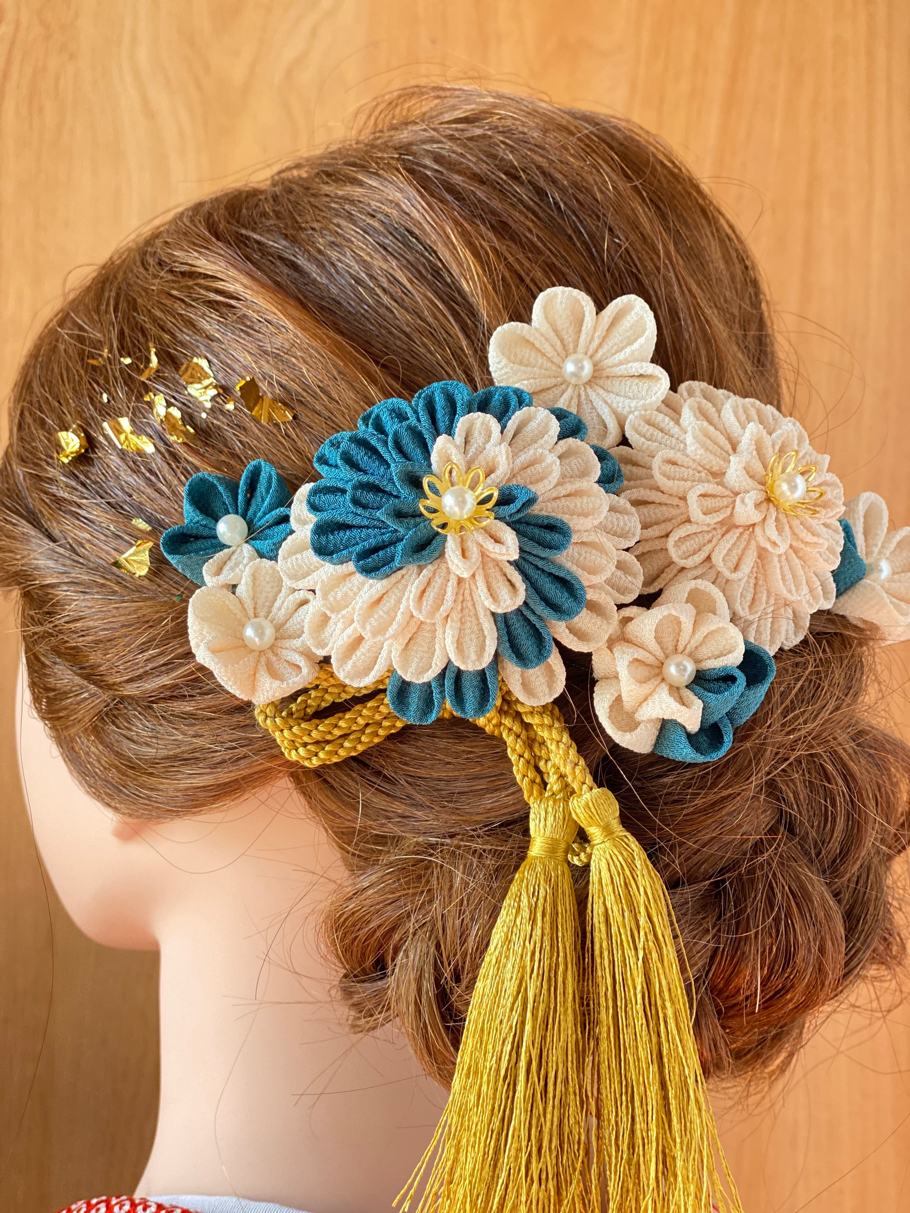 つまみ細工 髪飾り 花 セット - ヘアアクセサリー