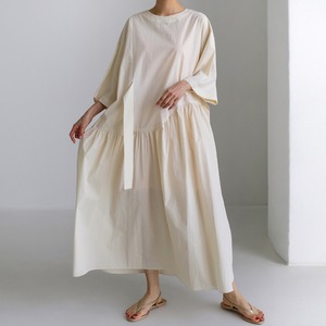 Ribbon Knot Simple Long Dress / リボン結び シンプル ロング ワンピース