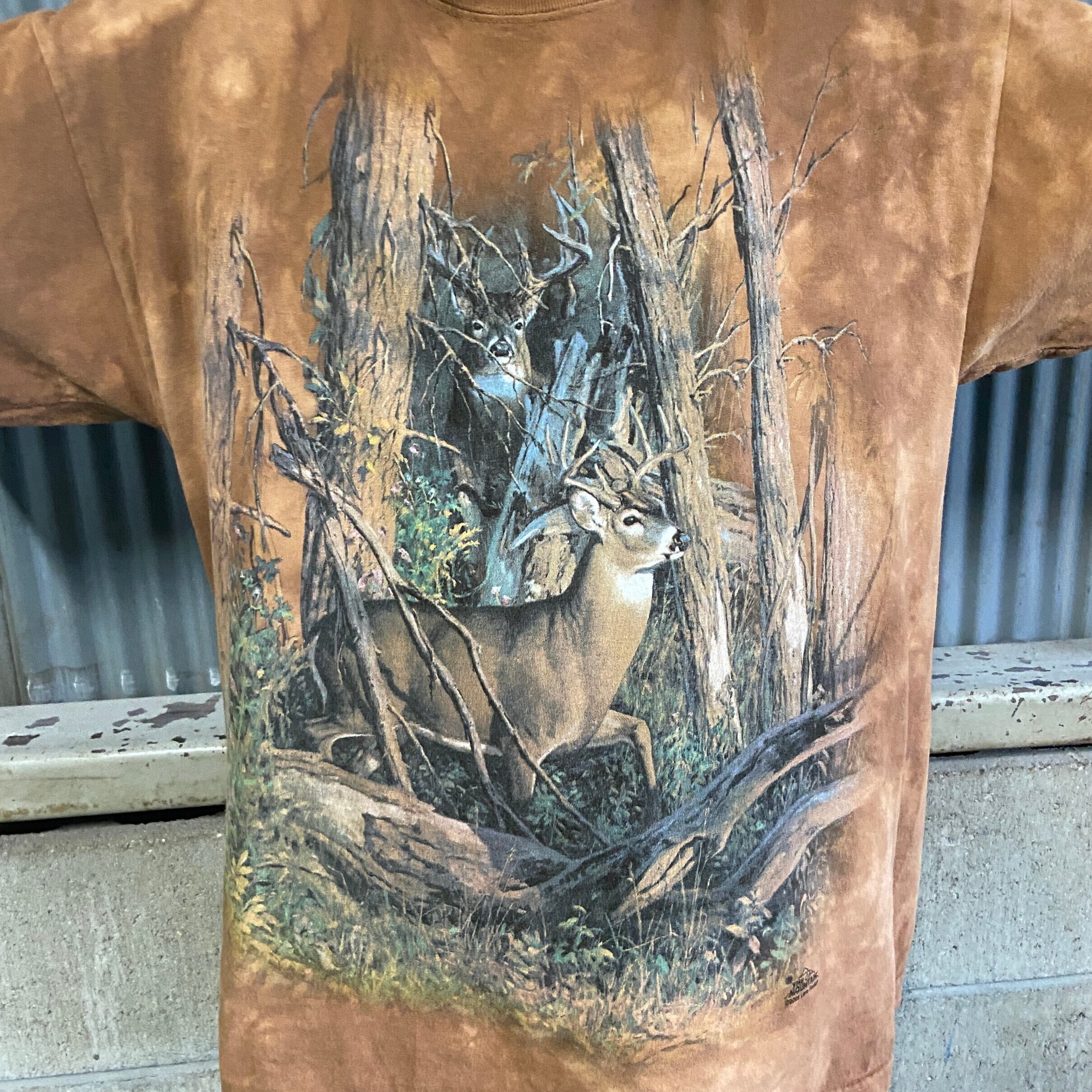 00年代 THE MOUNTAIN 鹿 タイダイ 動物 アニマルTシャツ メンズL 古着