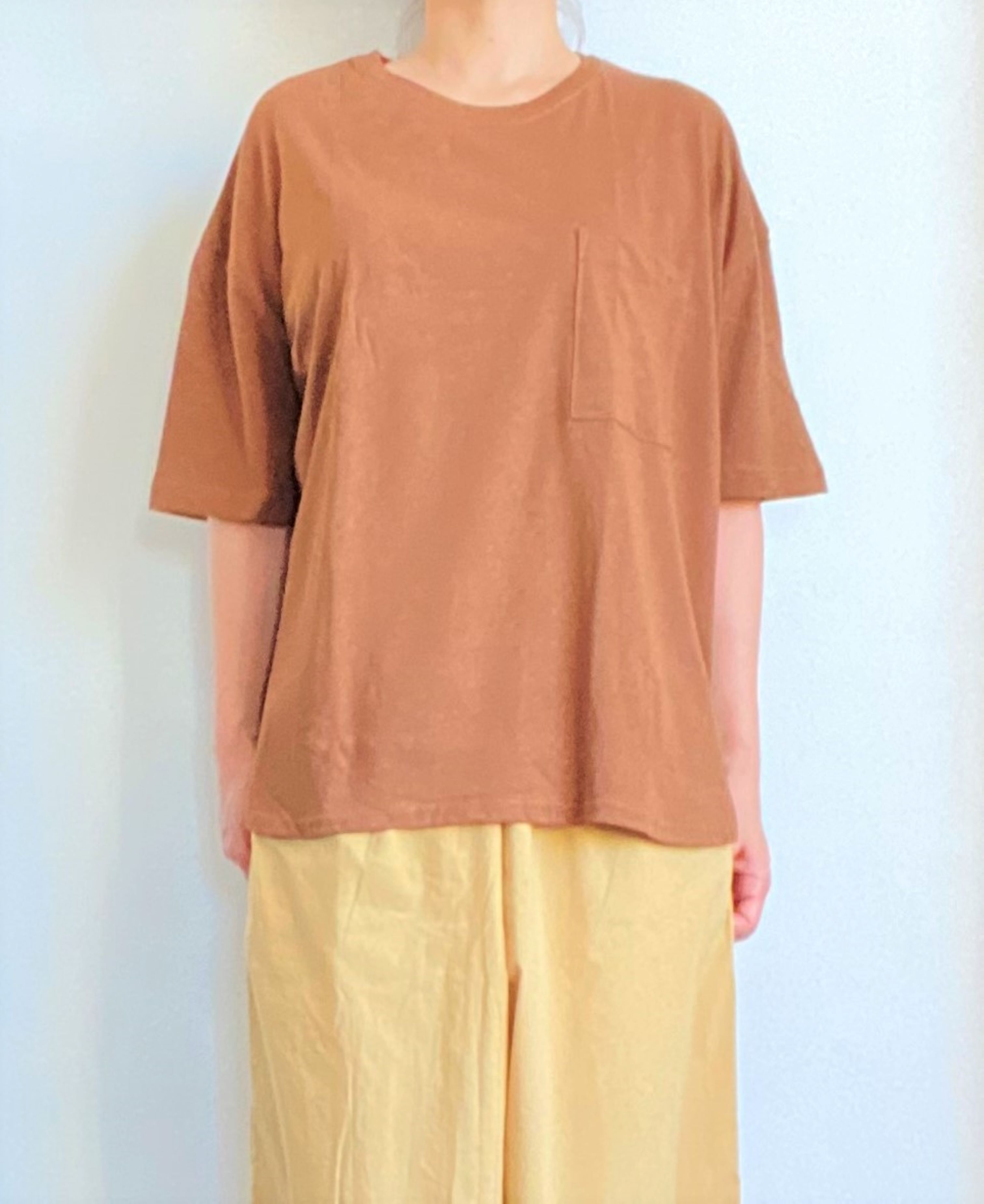 10日まで出品します。yoriラウンドヘムカットソー Tシャツ レディース 長袖 セミハイネック ロング丈 ラウンドヘム 日本