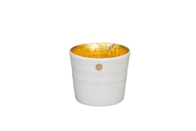 36-5633　[職人匠の技シリーズ] 純金箔工芸 清酒グラス 貫入純金箔貼 内金 Gorgeous Gold Leaf SAKE Cup　