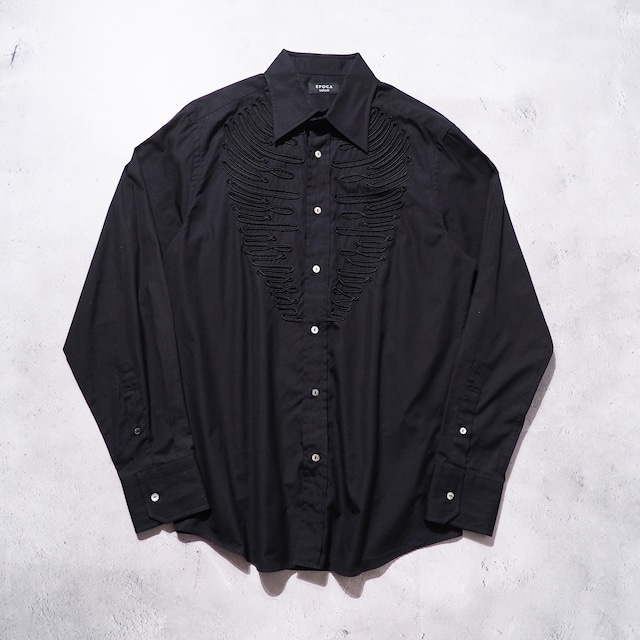 " EPOCA UOMO " Black mode Undulation Embbossed Long sleeve Shirt
