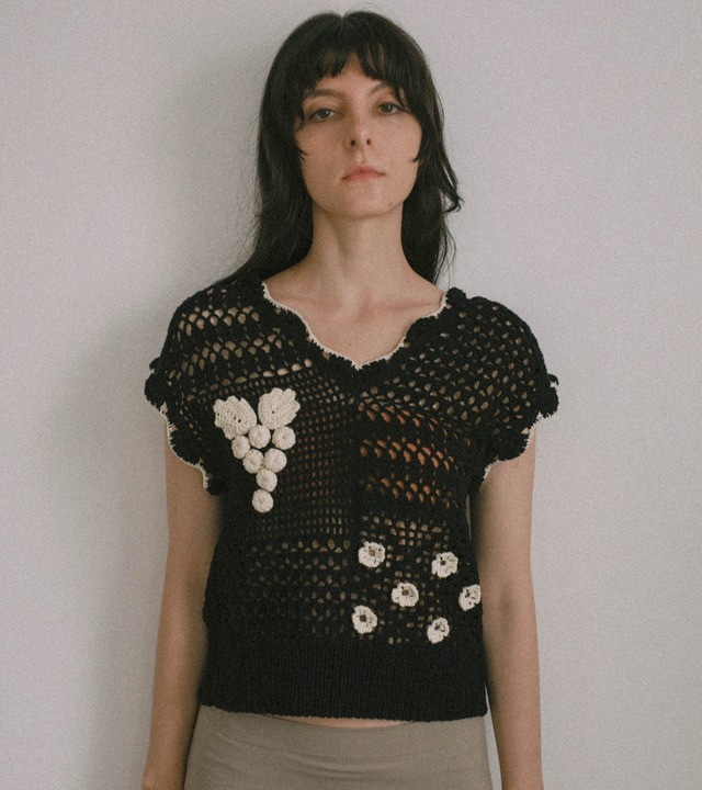 Various crochet vest・C/#black