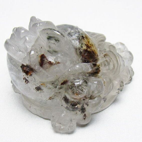 水晶 手彫り-卓上置物-キンセン-金蟾 ガーデンクォーツ 一点物 154-121