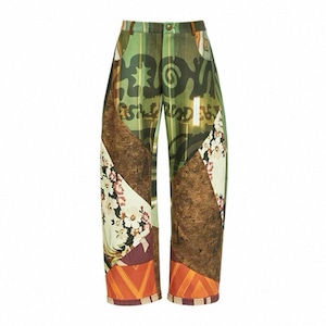 [YOSHUYUKI] Retro Color Block Cropped Long Pants