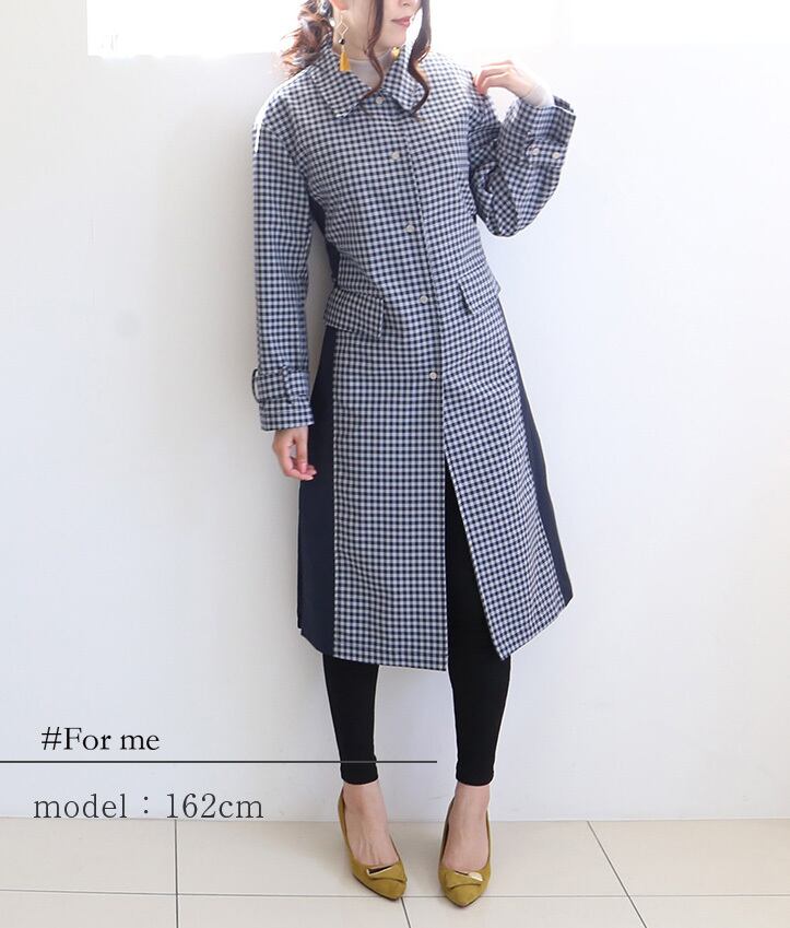 チェック柄のロングコート_g0141808047