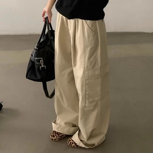 ルーズストレートユニセックスサイドポケットパンツ　0889