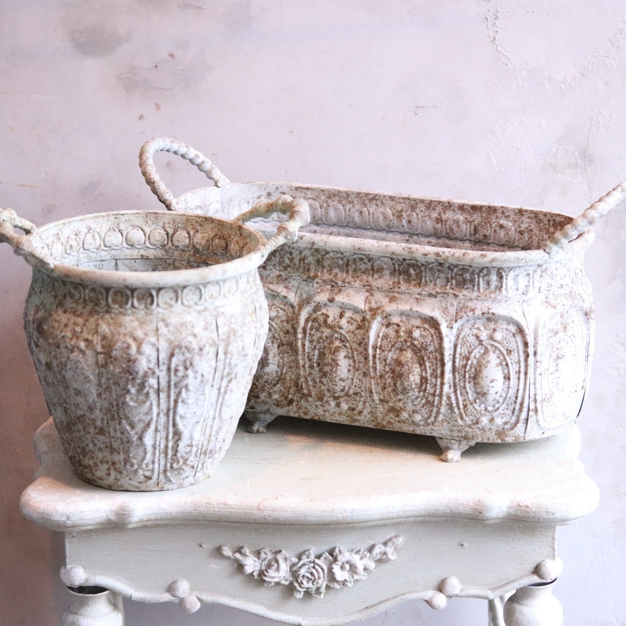 mondimanche 植木鉢　アンティークデコレワイドSW｜シャビーシック　寄せ植えして飾ると素敵なガーデンになる　UF685