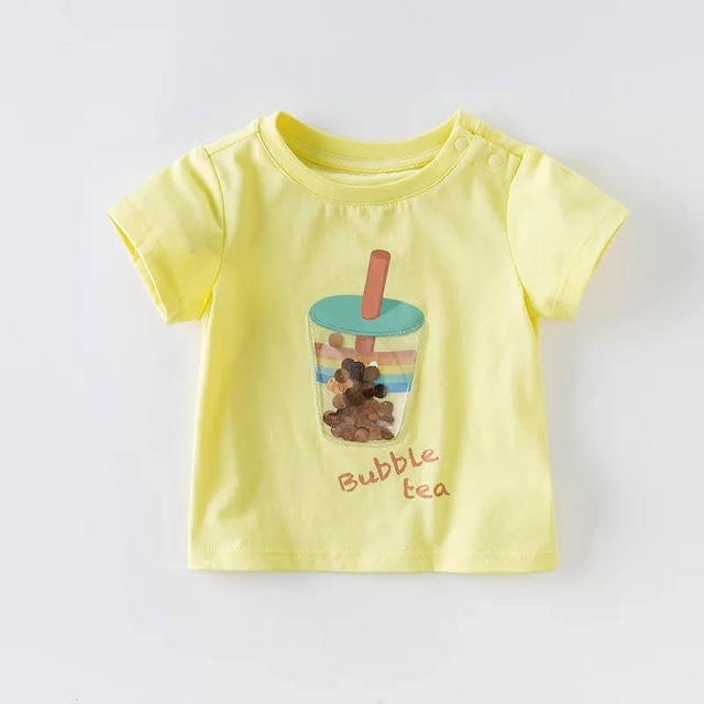 【デイブベラ】size100 summer drink Tシャツ（イエロー）