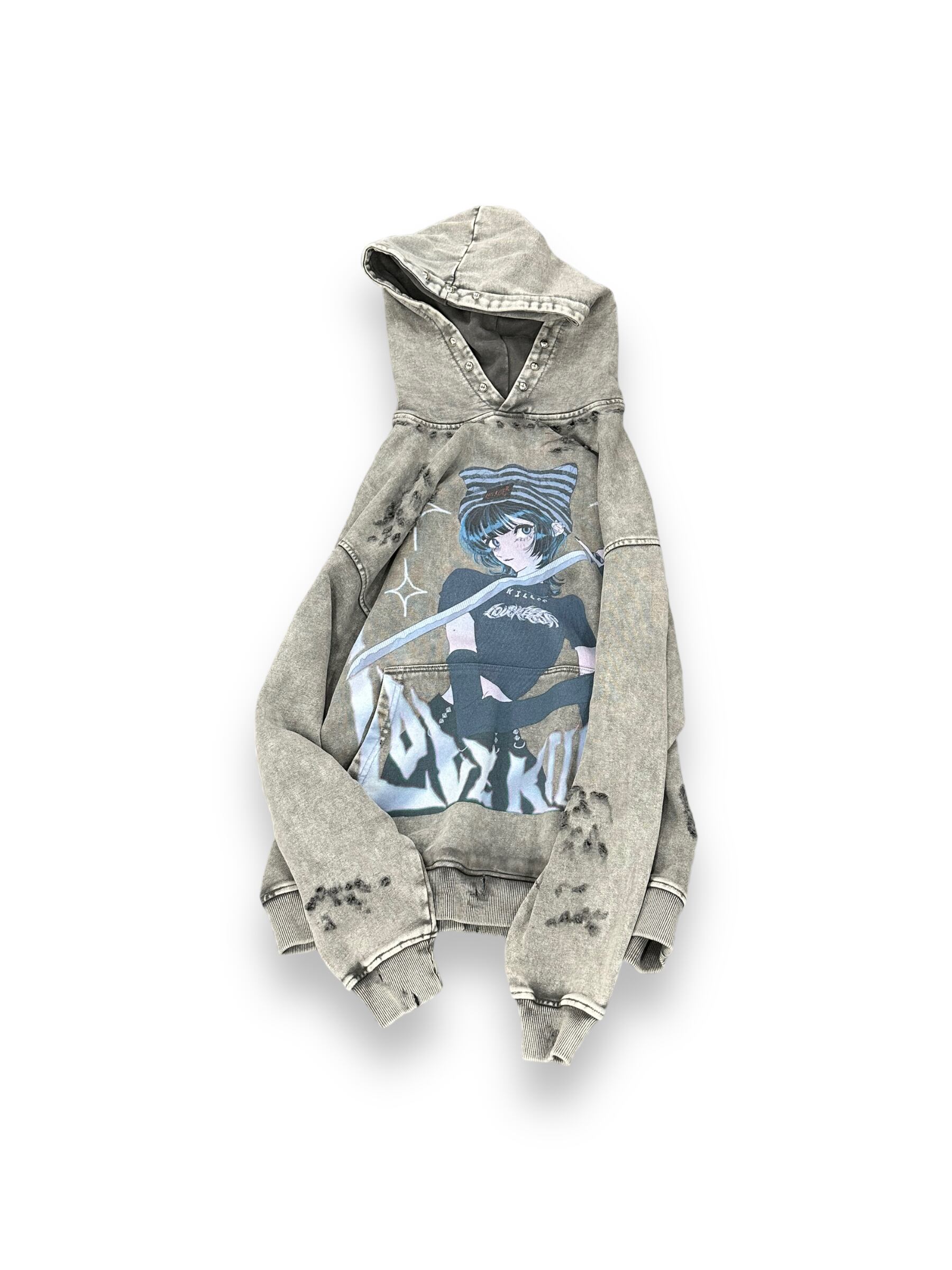 【LOVE KILLER 】【custom】PUNK Killer cat Graffiti Logo hoodie