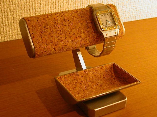 腕時計を飾る　だ円パイプ腕時計2本掛けトレイ付き腕時計スタンド　IMG0036