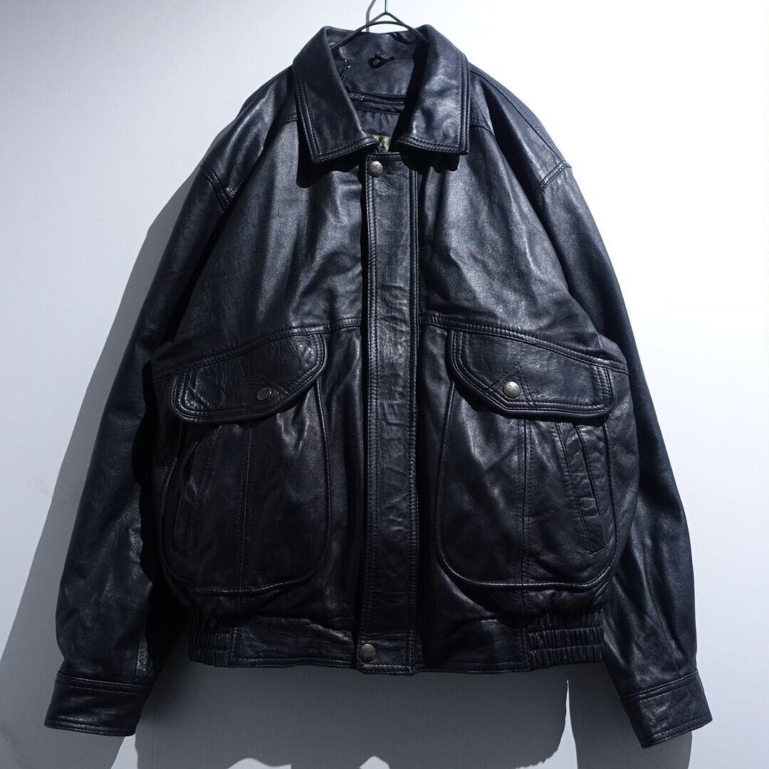 Black A-2 Type Design Leather Blouson With Liner