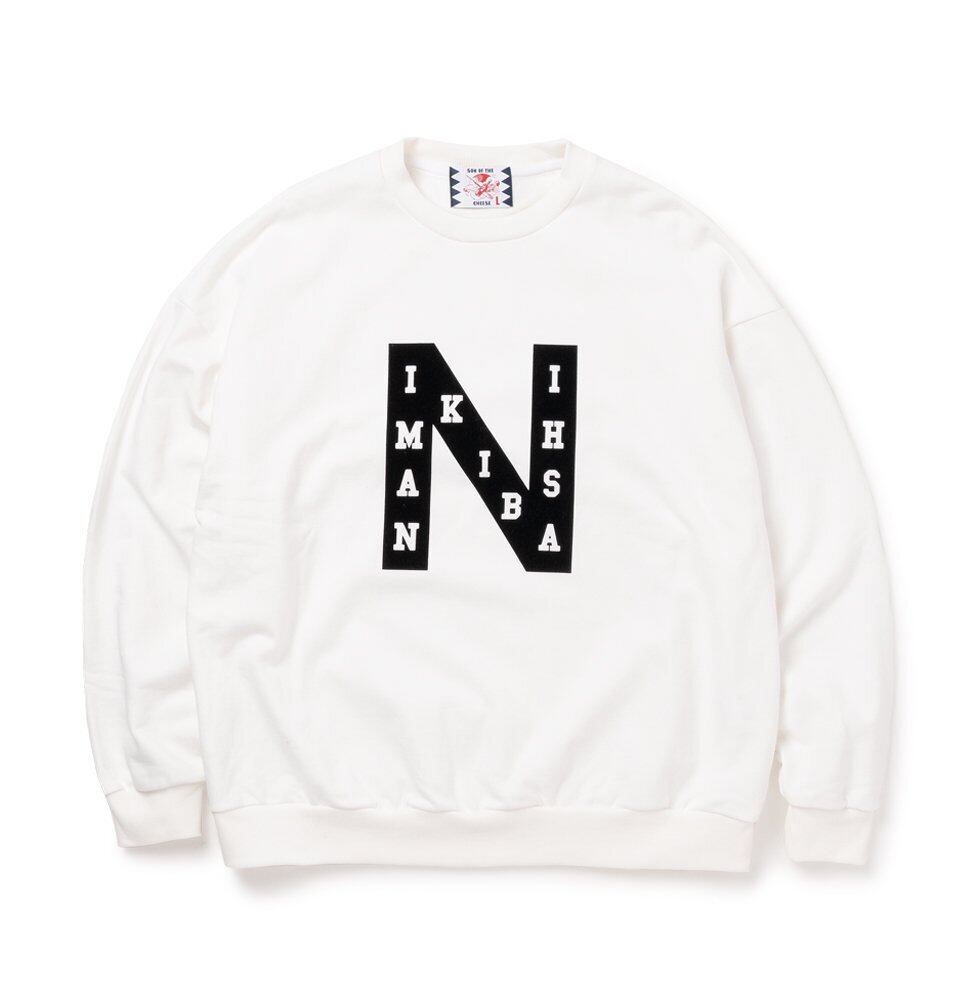 SON OF THE CHEESE サノバチーズ “NAMIKIBASHI” Crew Neck SweatWHITE