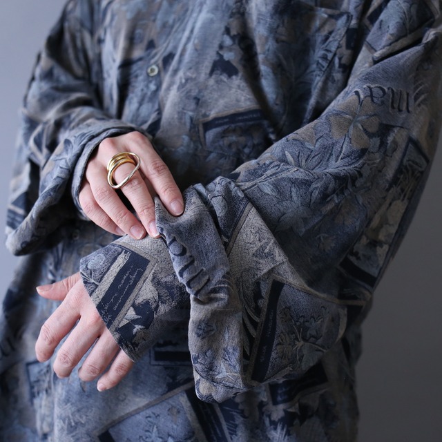 dark flower art pattern over silhouette shirt