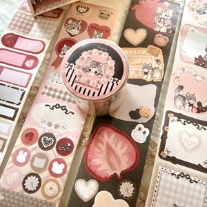 新作予約☆CHO773｜Cherish365【Caramel Choco-Cat Writable Roll Stickers】型抜き マルチ 書けるロールシール