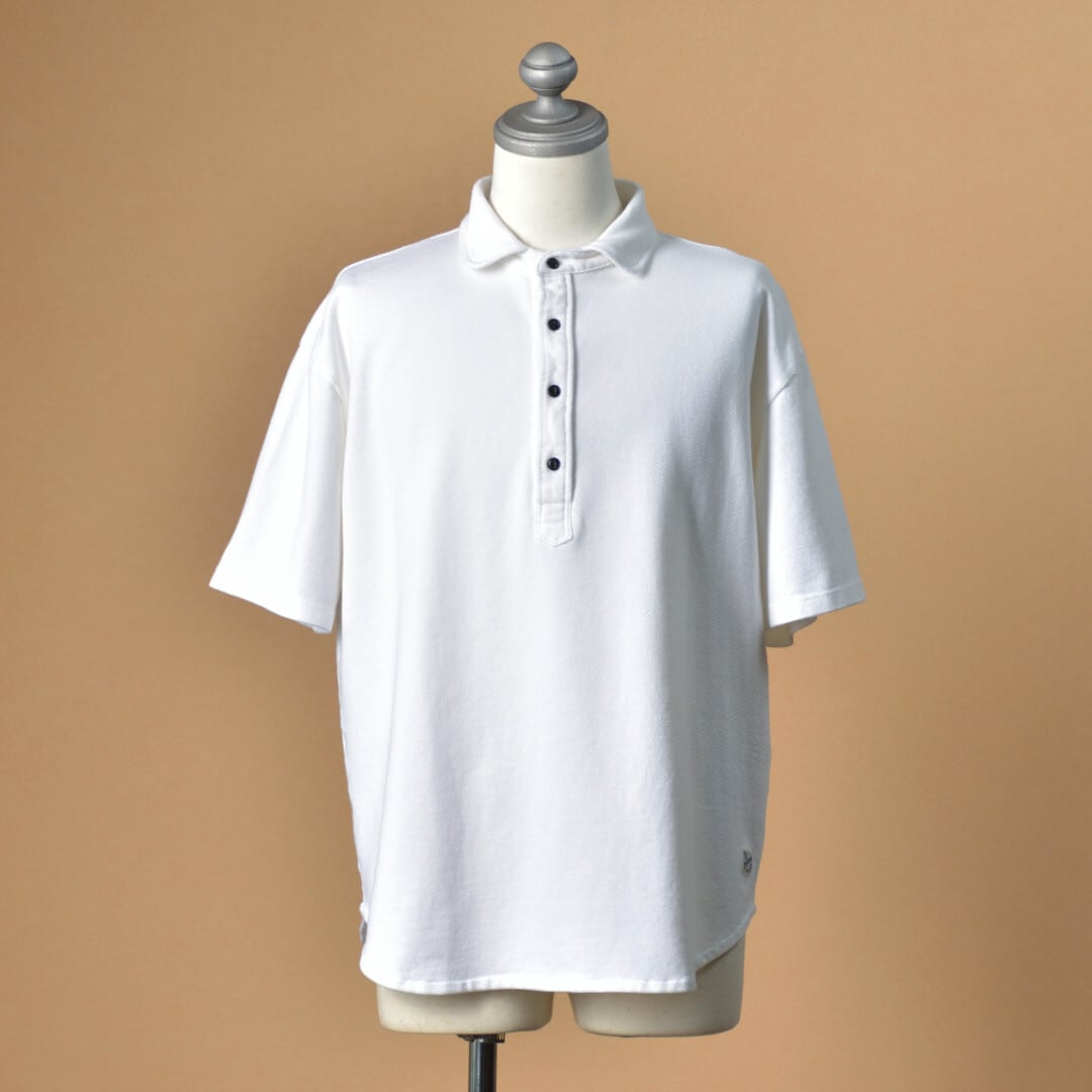 Kepani ケパニ ラフィーヘビーウエイトピケ ラウンドカラーポロ・ホワイト【送料無料】