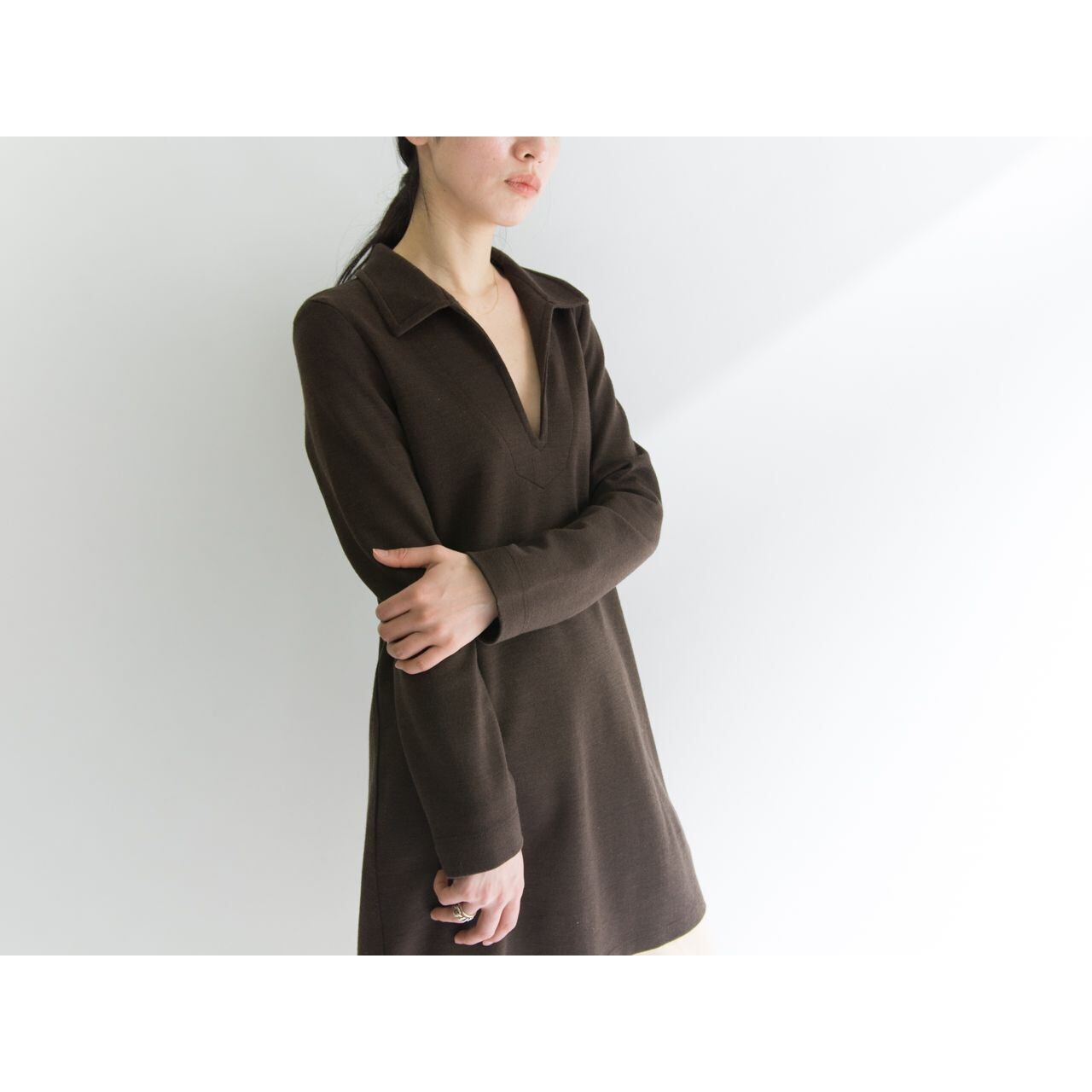 【CLAUDIE PIERLOT】Made in France 90's jersey long shirt(クローディピエルロ フランス製 ジャージーロングスキッパーシャツ)3b