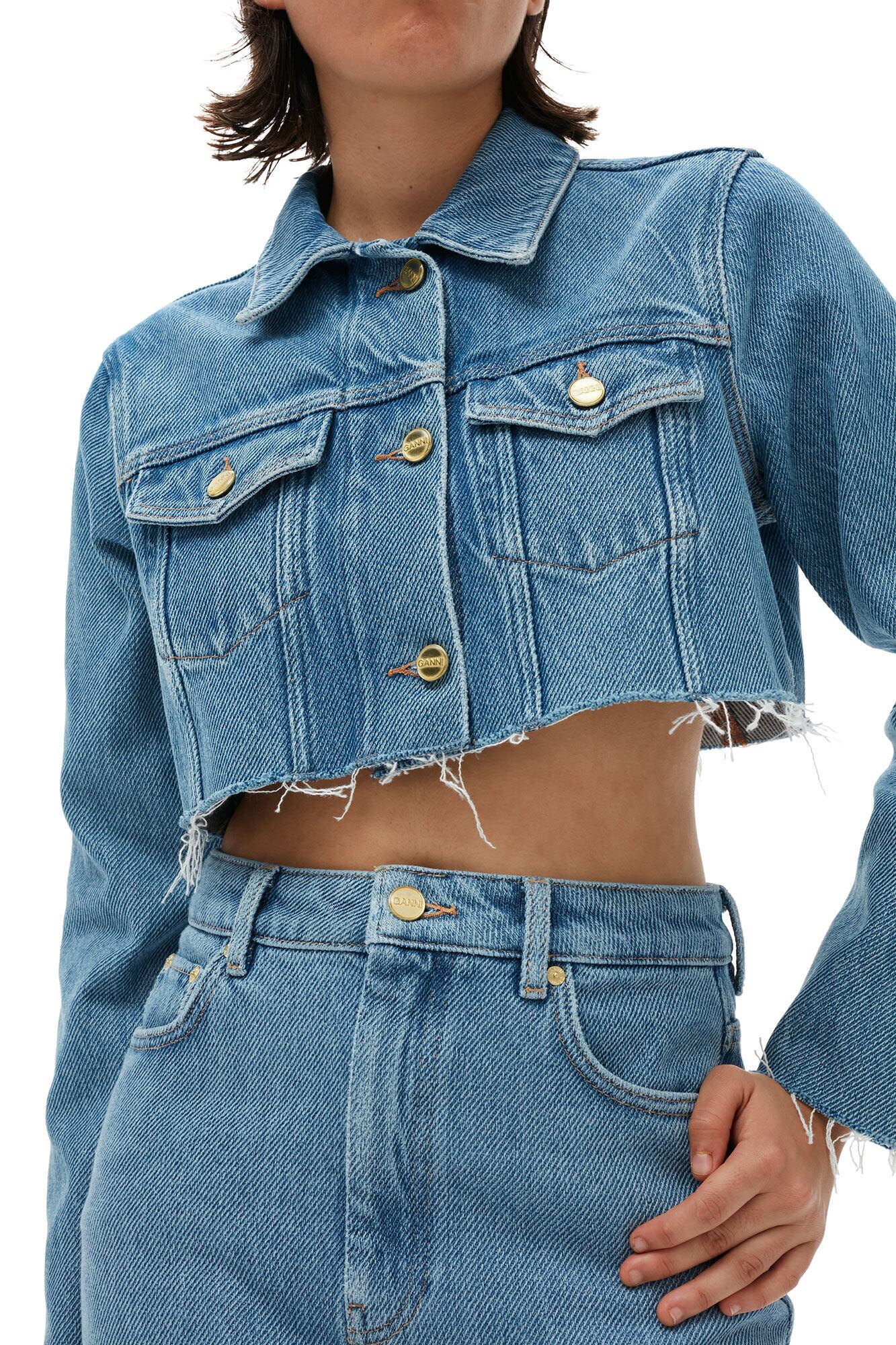 GANNI】HEAVY DENIM CROPPED TRUCKER JACKET | idealclasse