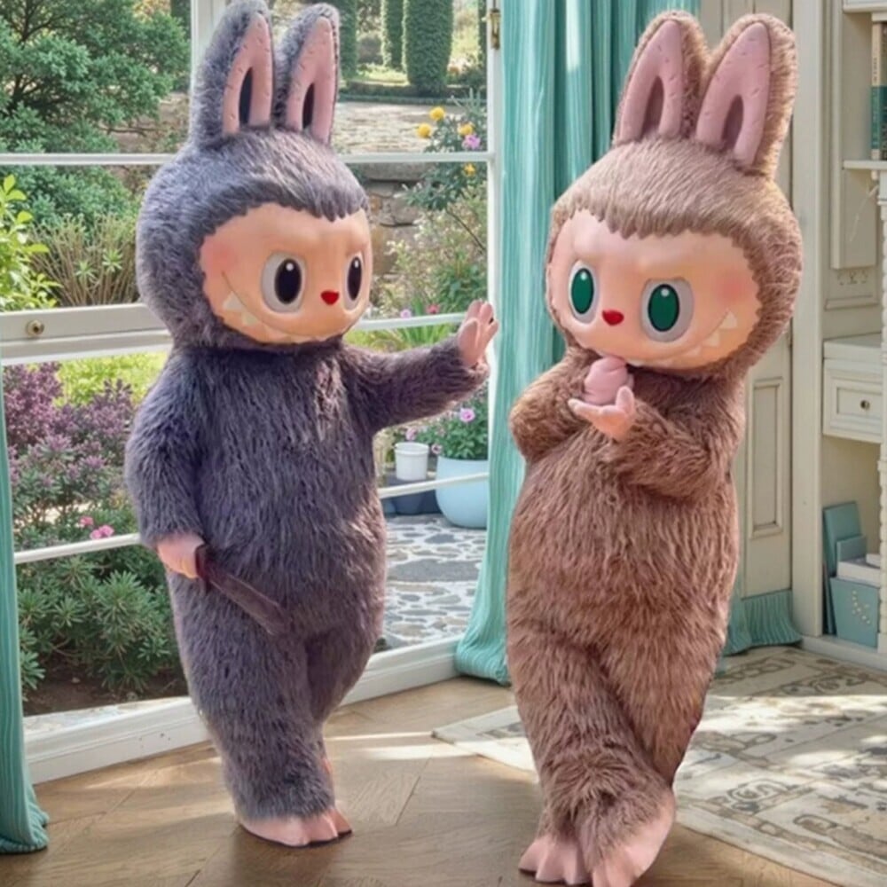 【半額&全国送料0円!】♡ 頭から足まで! ヘルメット・スーツ・手袋・靴付き Labubu ラブブ 着ぐるみ コスプレ衣装 4点フルセット 幼稚園 ハロウィン 発表会 イベント 親子でお揃い かわいい