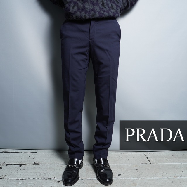 PRADA】プラダ ネイビー ストレッチ入 スラックス | ブランド古着屋