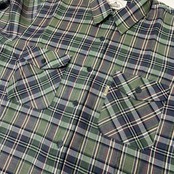 美品 TARAS BOULBA タラスブルバ 両胸ポケット チェック柄 長袖シャツ LL /洗えるウール生地/アシックス/日本製/アウトドア