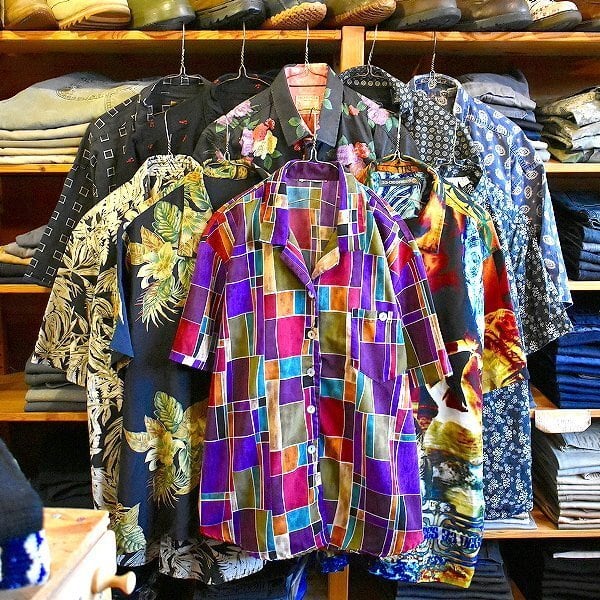 hooked vintage購入　80〜90s 開襟シャツ　柄シャツ 古着通販】古着 オープンカラーシャツ 半袖シャツ 柄シャツ 総柄シャツ