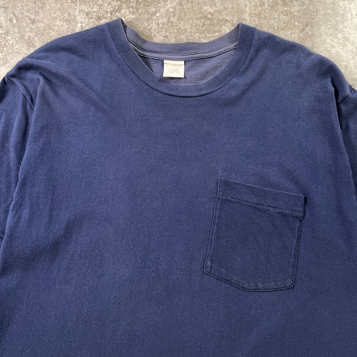 80~90年代 無地 ブランク ポケットTシャツ ポケT メンズL相当 古着 80s