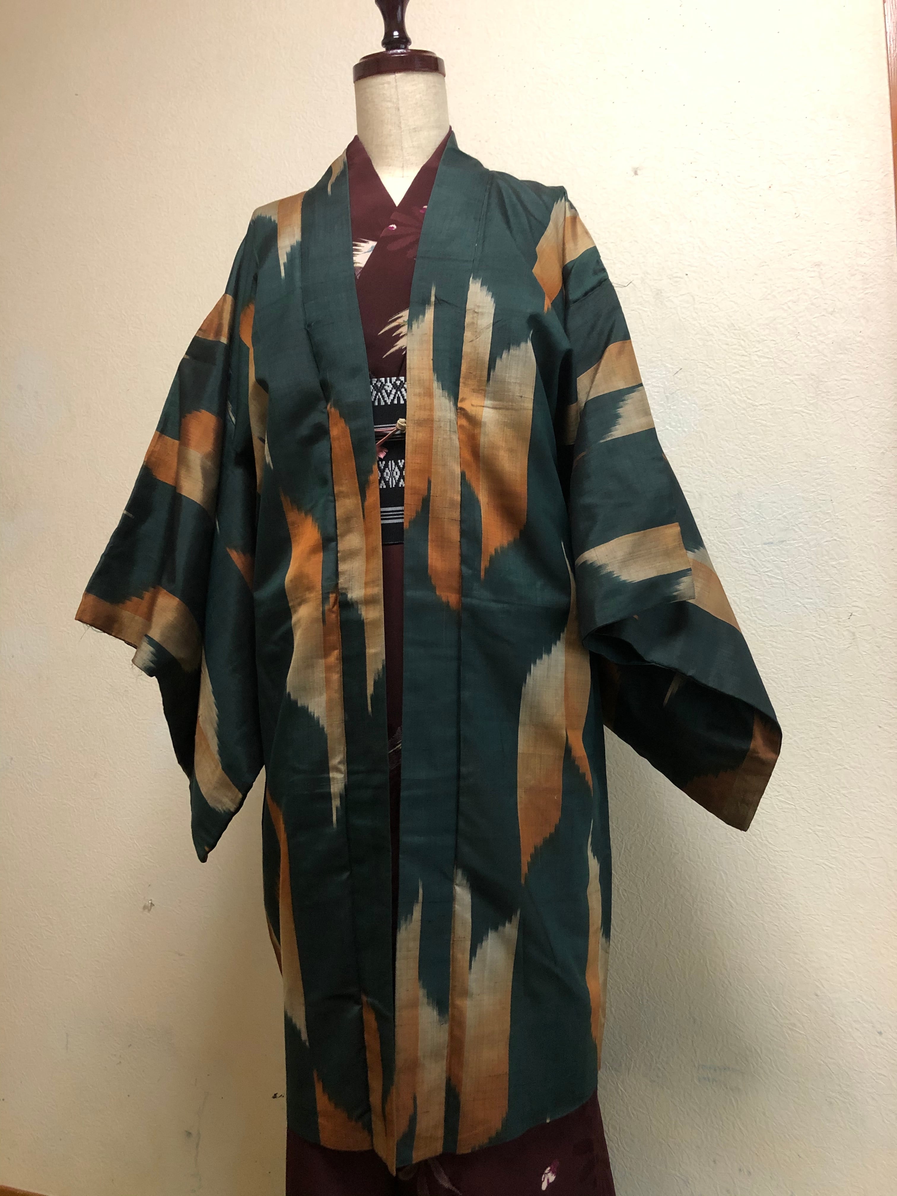 銘仙 長羽織 さくらんぼ？ 袖長め 偉い アンティーク着物 大正ロマン 