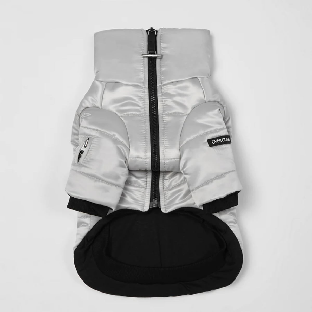 GLOSSY ZIP UP PUFFER SKI JACKET(Silver) / OVER GLAM