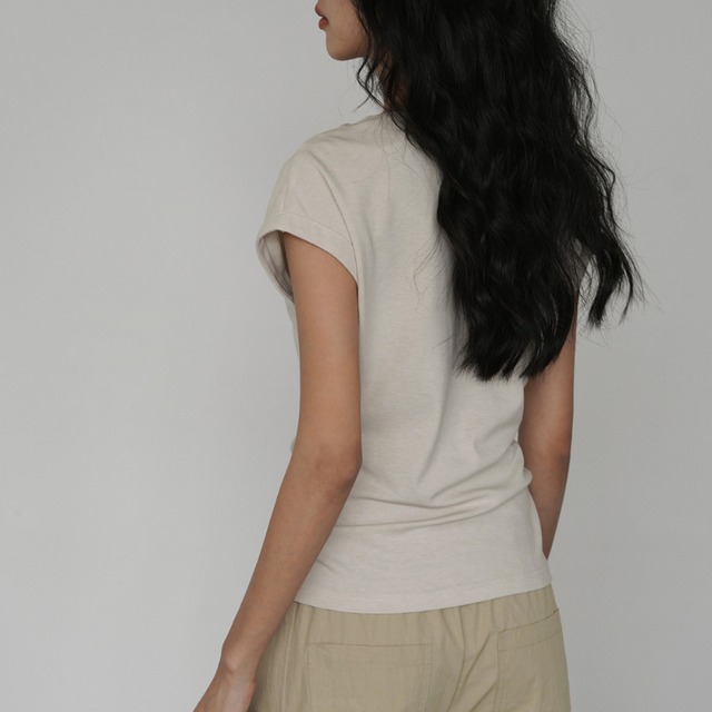 cutout design short-sleeve top L0529