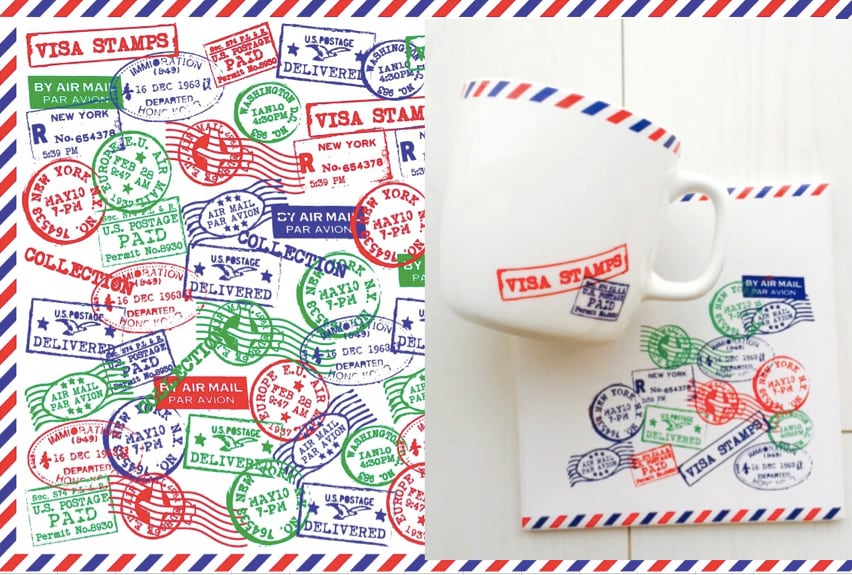 パスポートスタンプ 転写紙 A4サイズ(ポーセリンアート用転写紙)