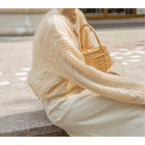 ケーブル編みモヘアニットカーディガン 2color W01358