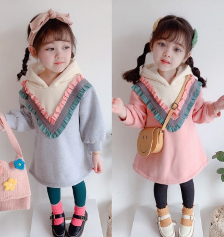 韓国子供服 裹ボア 女の子 キッズ ワンピース 子供用 トップス 冬服