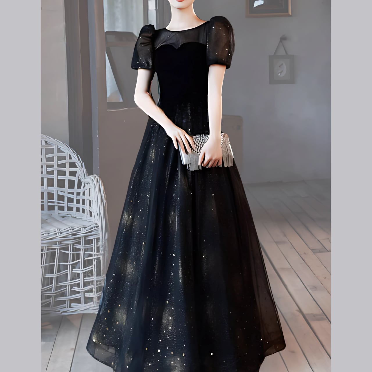 ウェスト切替チュールドレスR  1524