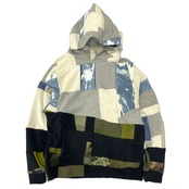 【hoodi52】 Remake Hoodie military Black × denim Gray