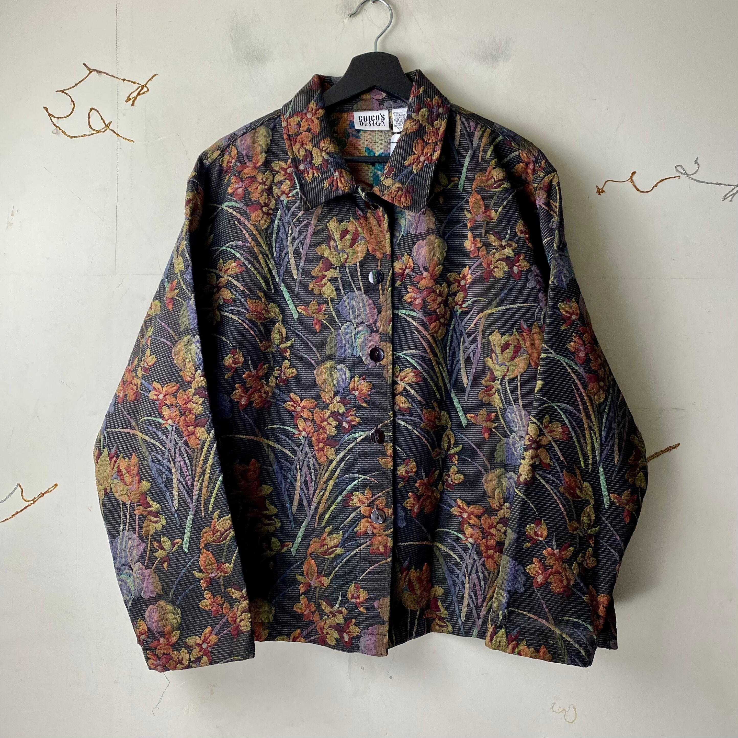 ジャケット・アウター botanical design gobelin jacket old CHICO'S DESIGN botanical pattern gobelin style jacket | NOIR
