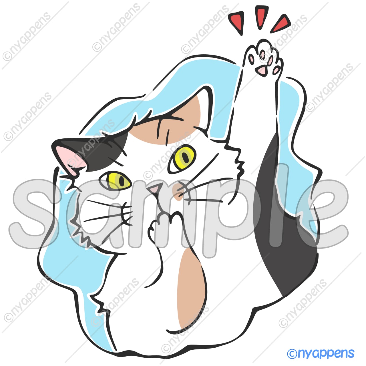 【商用利用OK】ほのぼの手書き猫イラスト＜S4＞お返事！
