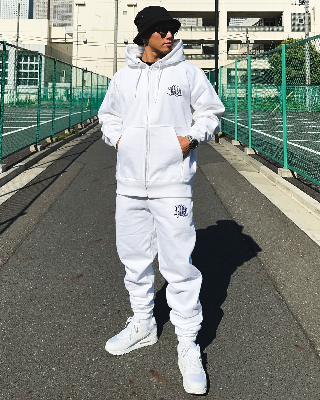 ARABIC-TYPE2 HEAVY WEIGHT ZIP UP SWEAT HOODIE - WHITE