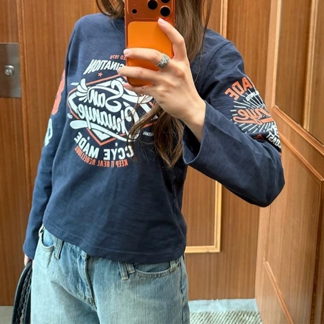カレッジライクロゴグラフィックロングTシャツ 2col R02720