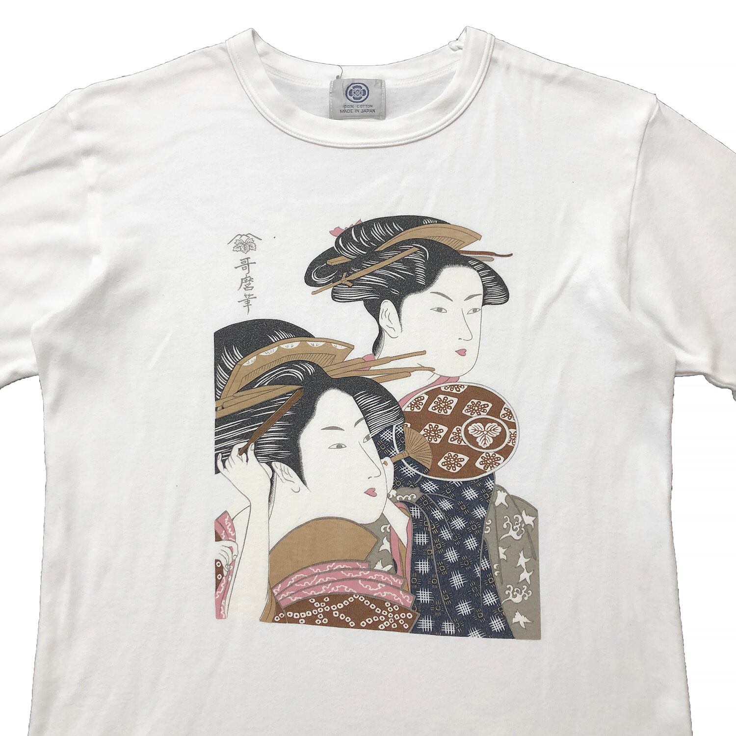 80S 90S 日本製 ヴィンテージ 哥麿 芸者 スーベニア 浮世絵 Tシャツ 