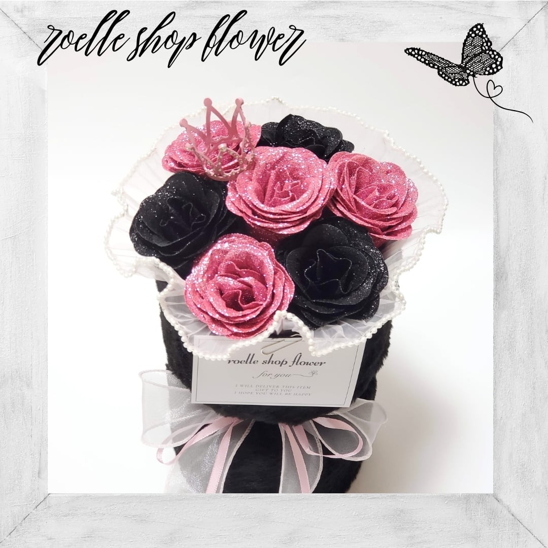 TS-10 ホワイト ツイードブーケ グリッターローズ アーティフィシャル