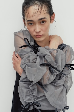 Draped Tulle Dress / BLUEGRAY