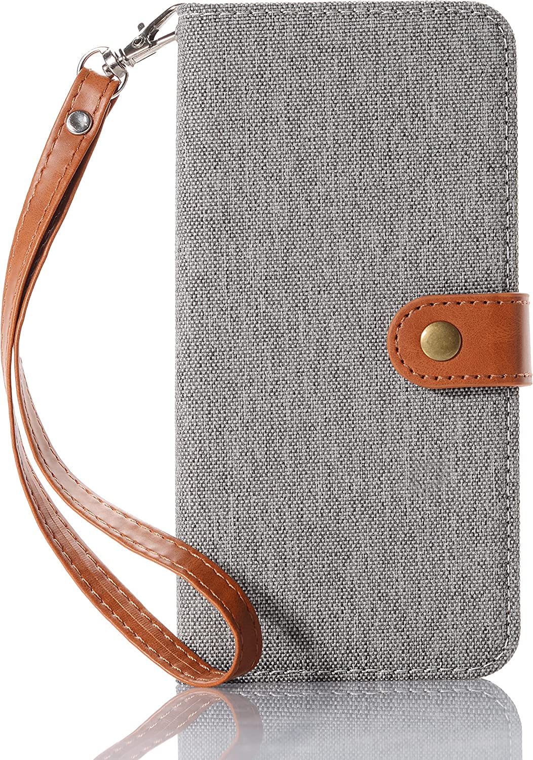 Basio Active3 KYG04用のケース 手帳型 ベイシオ アクティブ3ケース MUOUID ストラップ付 デニムケース case Basio Active3スマホケース カバー おしゃれ カード収納 スタンド機能 マグネット式 財布型 グレー