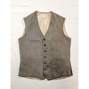 【1930s】"French Vintage" 7 Buttons Houndstooth Classical Vest with Cinch Back